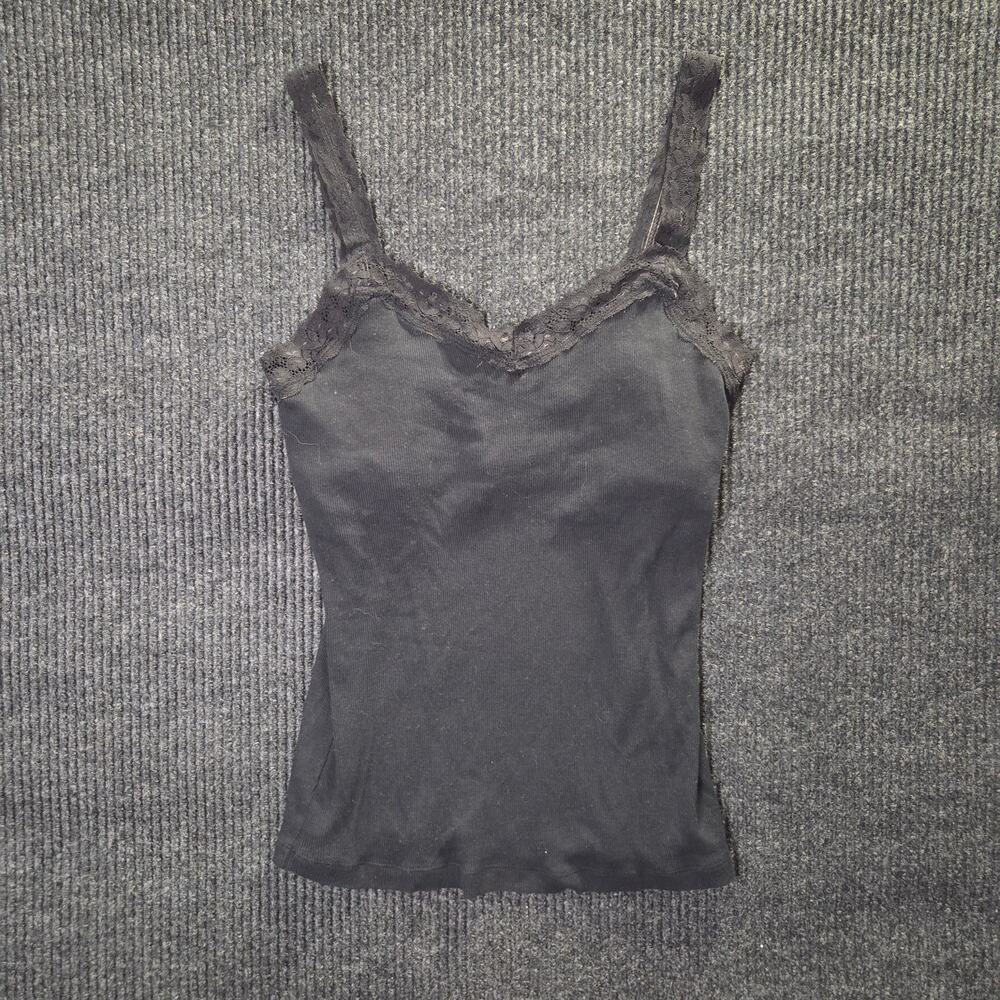 Y2k Lace Cami 100% Cotton Black Large